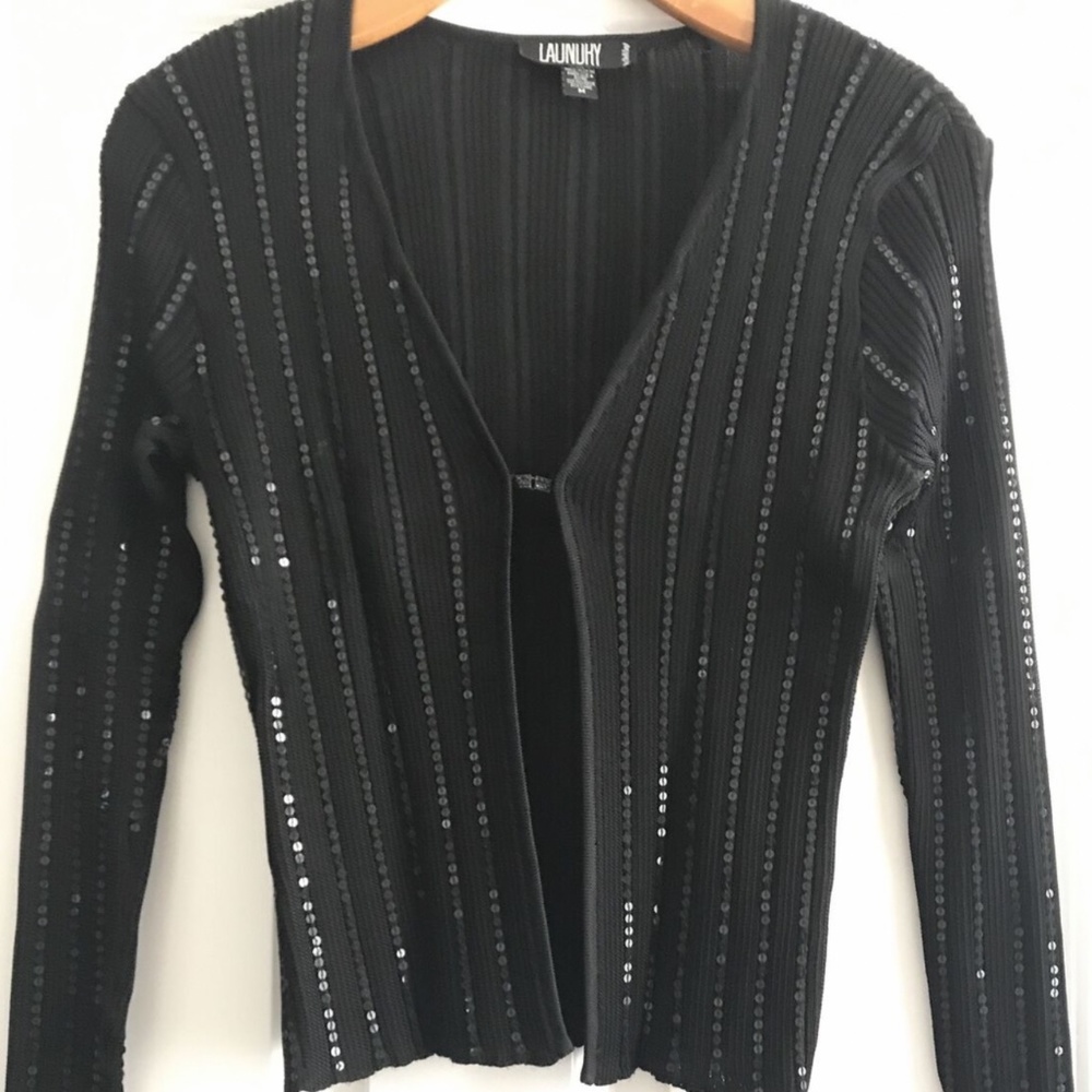 Laundry by Shelli Segal Black Sequin sweater sequin cardigan